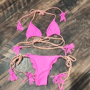 Pink Bikini with Tassel Ties